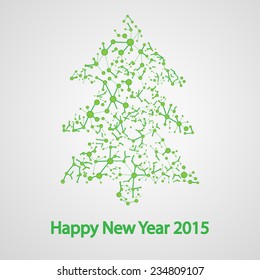 Molecular structure in the form of tree for the new year,  vector elegant illustration