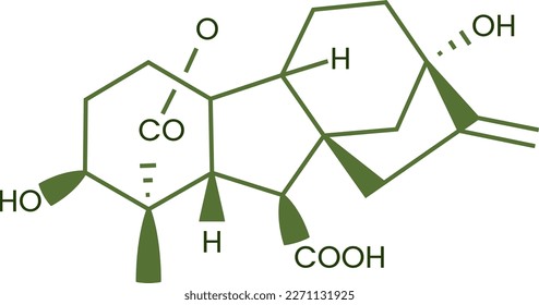 molecular structure of Gibberellic acid (also called gibberellin A3, GA, and GA3)