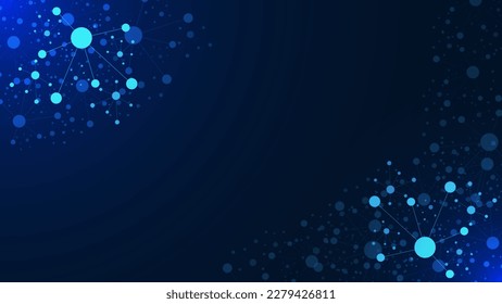 Molecular structure with glowing effect background for technology, medical, chemistry, science and other. Vector illustration.