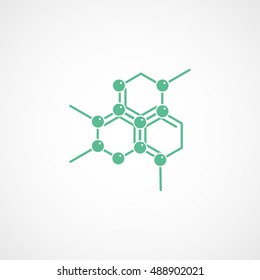 Molecular Structure  Green Flat Icon On White Background