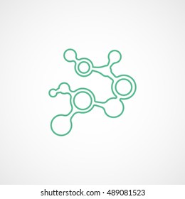 Molecular Structure Green Line Icon On White Background