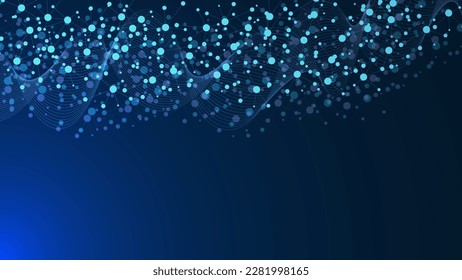Molecular structure and healthcare, genetic engineering and medicine background with wave flow. Vector illustration.
