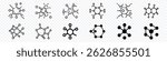 Molecular Structure Icon with Connected Atoms – Chemistry Science Symbol, Substance Structure Diagram, Molecule Formula Representation, Atomic Bond Model, Scientific Element Connection Icon Set