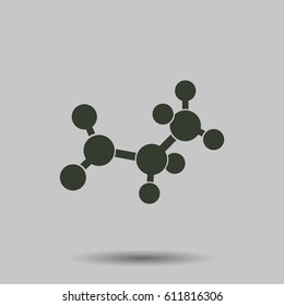 Molecular Structure Icon. Flat Vector Illustration In Black On White Background.