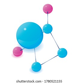 Molecular structure icon. Isometric illustration of molecular structure vector icon for web