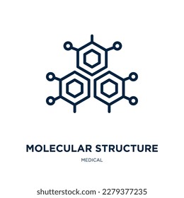 molecular structure icon from medical collection. Thin linear molecular structure, research, science outline icon isolated on white background. Line vector molecular structure sign, symbol for web and