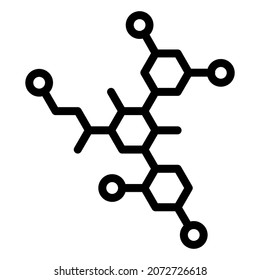 Molecular structure icon in modern silhouette style design. Vector illustration isolated on white background.