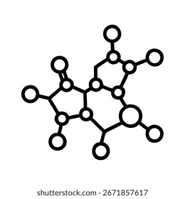 Icono de estructura molecular sobre fondo blanco, estilo de línea, Ilustración vectorial