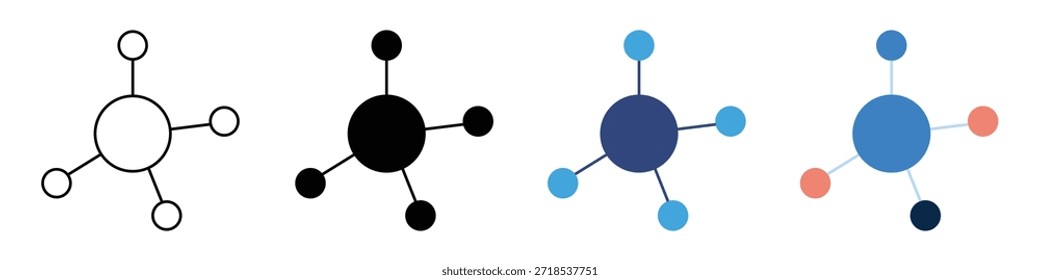 Conjunto de iconos de estructura molecular aislado sobre fondo blanco, Ilustración vectorial