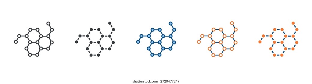 Conjunto de iconos de estructura molecular Colección de estilo múltiple