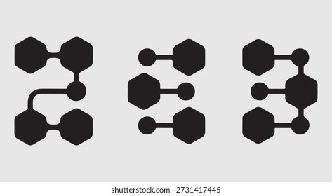 Molecular structure icons representing chemical bonds