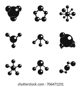 Molecular structure icons set. Simple illustration of 9 molecular structure vector icons for web design
