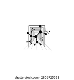 Molecular structure illustration with receding perspective on white background