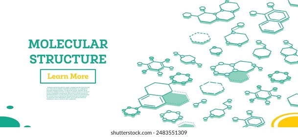 Molekularstruktur. Isometrisches Gliederungskonzept In: Medicine Research, DNA or Chemistry Science. Vektorillustration.