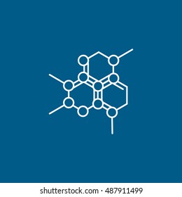 Molecular Structure Line Icon On Blue Background
