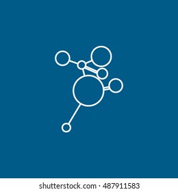 Molecular Structure Line Icon On Blue Background