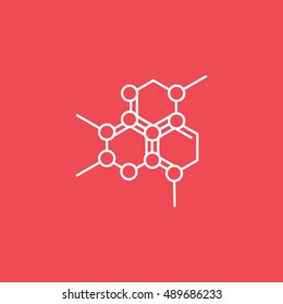 Molecular Structure Line Icon On Red Background