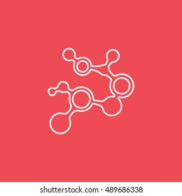 Molecular Structure Line Icon On Red Background