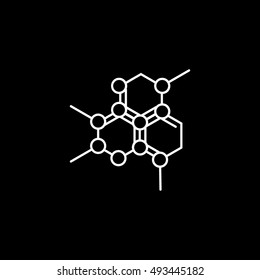 Molecular Structure Line Icon On Black Background