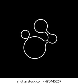 Molecular Structure Line Icon On Black Background