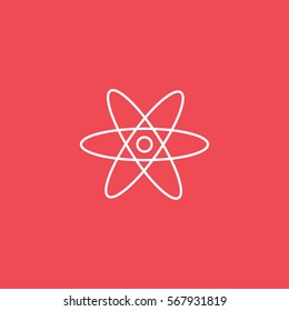 Molecular Structure Line Icon On Red Background