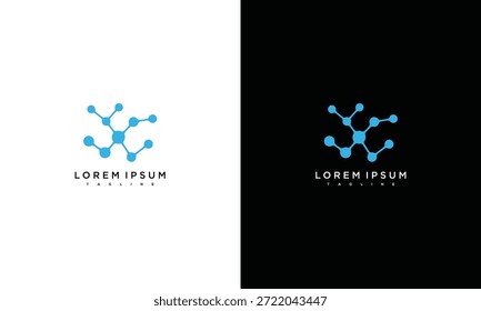 Diseño del logotipo de la estructura molecular en los fondos blancos y negros
