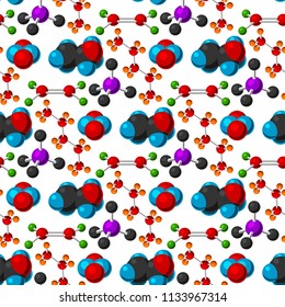 Molecular structure medical evolution life biotechnology microbiology formula seamless pattern background vector illustration.