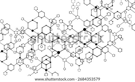 Molecular structure. Medicine researching, DNA or chemistry science. Biotechnology presentation template vector background