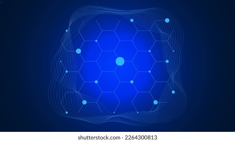 Molecular structure with molecule DNA and wave lines background for technology, medical and science. Vector illustration. EPS 10.