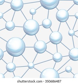 Molecular structure seamless vector pattern. Abstract background. Design concept for science, ecology, biotechnology, chemical industry. Atoms and molecules illustration. 