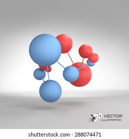 Molecular structure with spheres. 3d vector Illustration. Can be used for marketing, website, presentation.