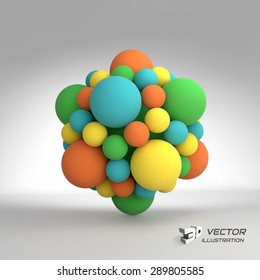 Molecular structure with spheres. 3d vector Illustration. can be used for marketing, website, presentation.