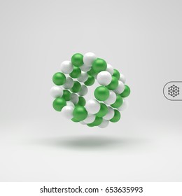 Molecular structure with spheres. 3d vector Illustration. Can be used for marketing, website, presentation.