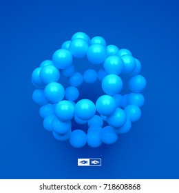 Molecular structure with spheres. 3d vector Illustration. Can be used for marketing, website, presentation.