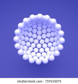 Estructura molecular con partículas esféricas. Antecedentes científicos. Estructura de conexión. Ilustración vectorial 3D para el diseño.