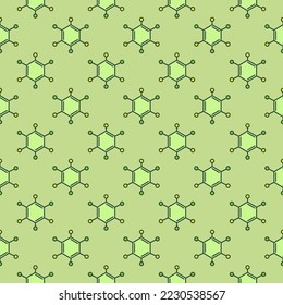 Molecular Structure vector Chemical concept Green Modern Seamless Pattern