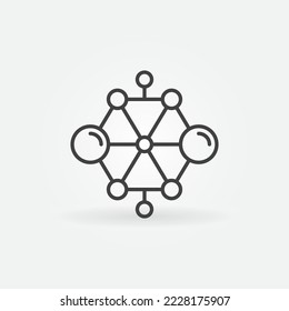 Vector de estructura molecular Icono de concepto de fórmula química o símbolo abstracto en el estilo de línea delgada