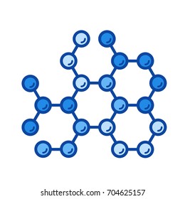 Molecular structure vector line icon isolated on white background. Molecular structure line icon for infographic, website or app. Blue icon designed on a grid system.