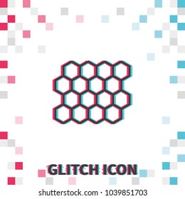 Molecular structures  glitch effect vector icon.