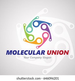 Molecular Union Logo Design for Creative Business. Vector Logo Template.