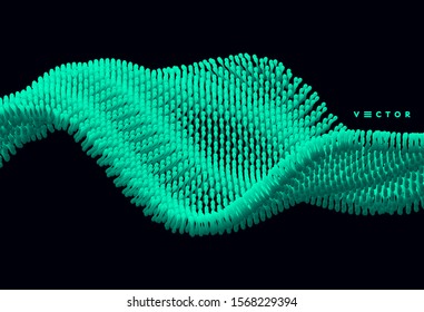 Molecular wave. Abstract background with dynamic particles. Layer of cells. Connection structure. 3d vector illustration for science or medical.