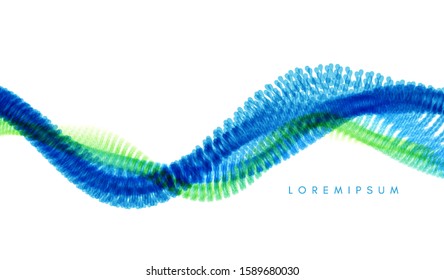 Molekulare Welle. Abstrakter Hintergrund mit dynamischen Partikeln. Zellschicht. Verbindungsstruktur. 3D-Vektorgrafik für Wissenschaft oder Medizin.