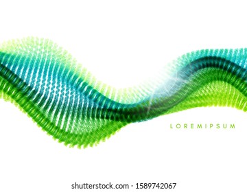 Molecular wave. Abstract background with dynamic particles. Layer of cells. Connection structure. 3d vector illustration for science or medical.