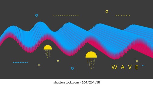 Molecular wave. Abstract background with dynamic particles. Layer of cells. Connection structure. 3d vector illustration for science or medical.