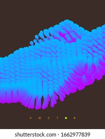Molekulare Welle. Abstrakter Hintergrund mit dynamischen Partikeln. Zellschicht. Verbindungsstruktur. 3D-Vektorillustration-Illustration für Naturwissenschaften oder Medizin.