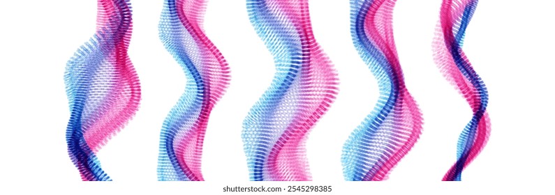 Onda molecular. Fondo Abstractas con partículas dinámicas. Capa de células. Estructura de conexión. Ilustración vectorial 3D para ciencia o medicina.
