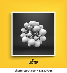 Molecule. 3D concept illustration. Textbook, booklet or notebook mockup. Business brochure. Cover design template. 3D vector illustration. 