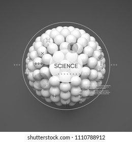 Molecule. 3D concept illustration. Vector template.