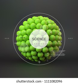 Molecule. 3D concept illustration. Vector template.