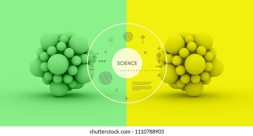 Molecule. 3D concept for science. Vector illustration. 